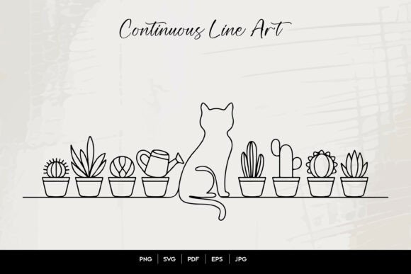 Download Continuous Line Cat Plant SVG Art - Svg Collection