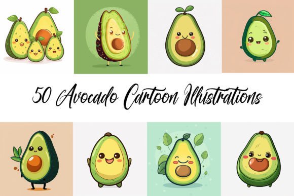 Download 50 Avocado Kawaii Characters Cartoon JPG - Cartoon Collection