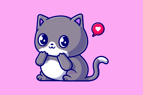 Download Cute Shy Cat Cartoon Illustration - Cartoon Collection