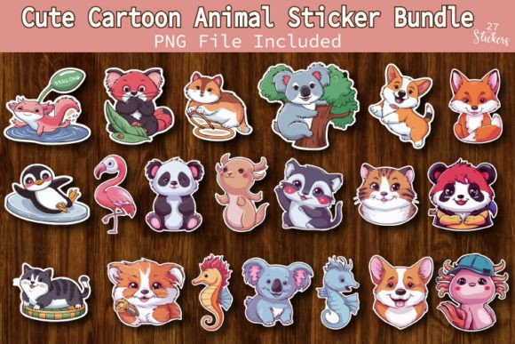 Download Cute Cartoon Animal Sticker Bundle - Cartoon Collection