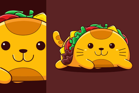 Download Cute Taco Cat Vector Cartoon Style - Cartoon Collection