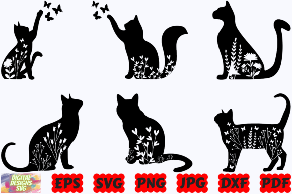 Download Floral Cat SVG | Floral Animal SVG | Cat - Cat svg Collection