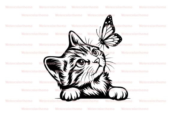 Download Cat with Butterfly Svg,cute Cat Svg - Cat svg Collection